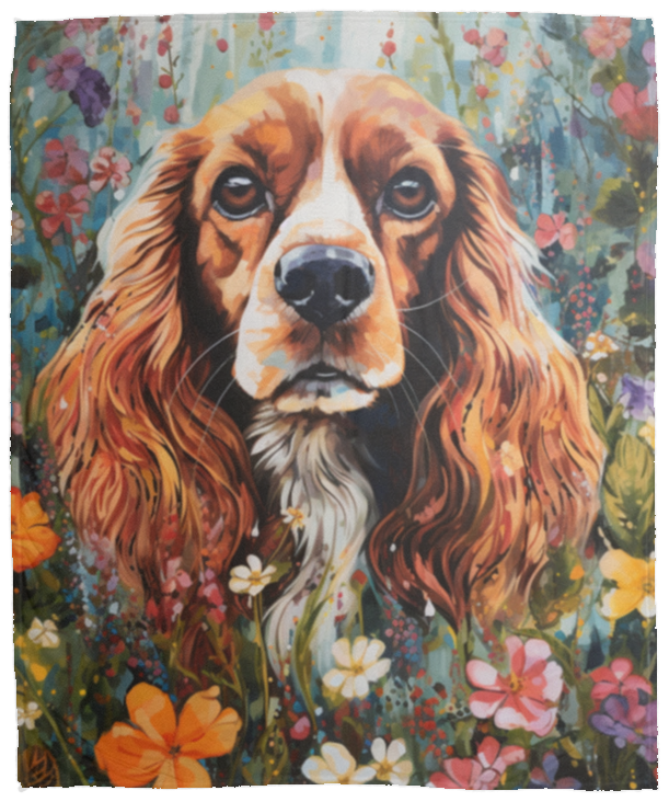 Cocker Spaniel Art Plush Fleece Blanket