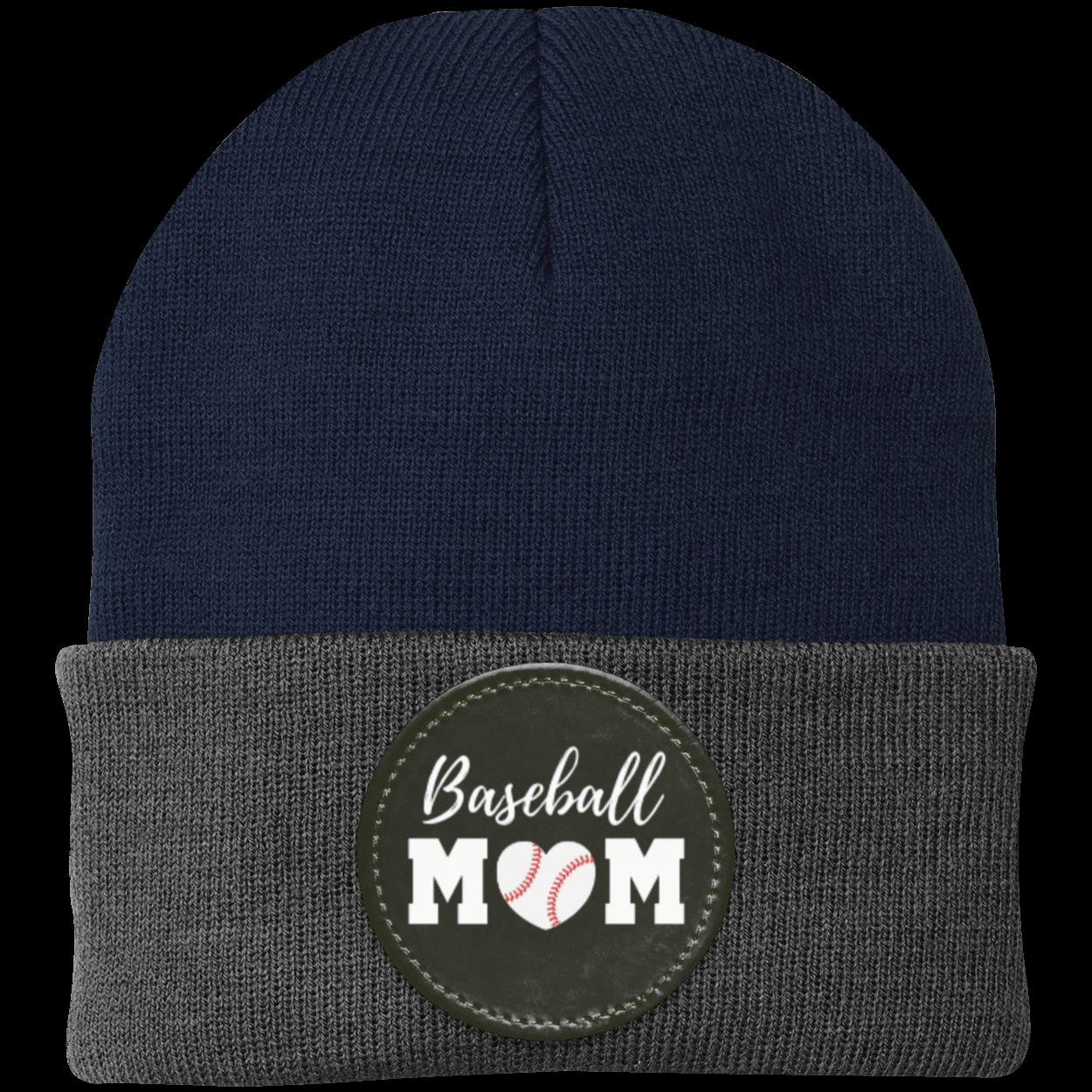 Baseball Mom Dad Heart Beanie Knit Cap