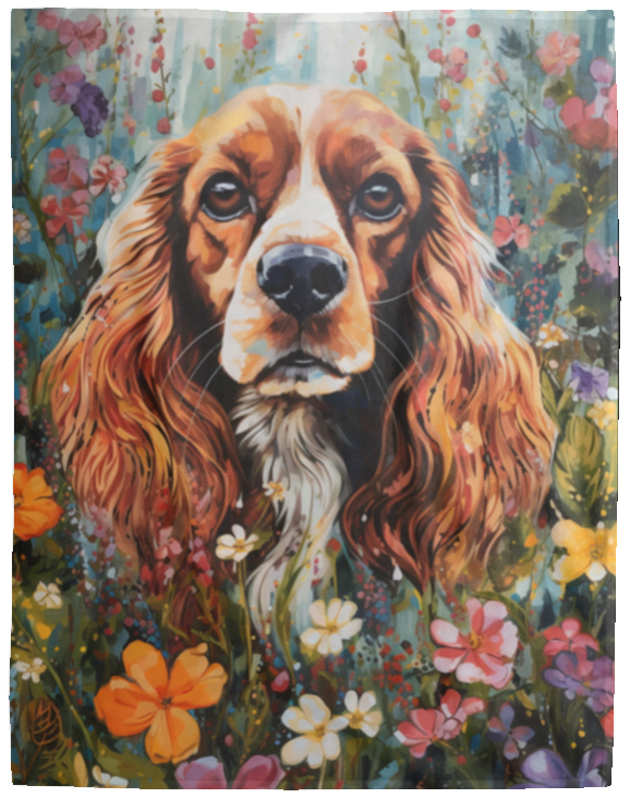 Cocker Spaniel Art Plush Fleece Blanket