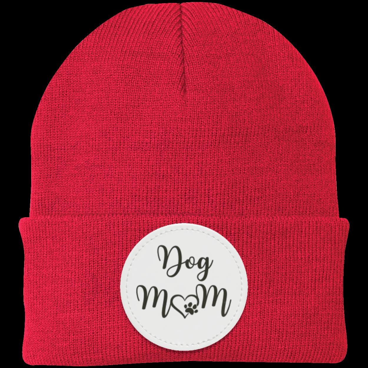 Dog Mom with Heart and Paw Knit Cap