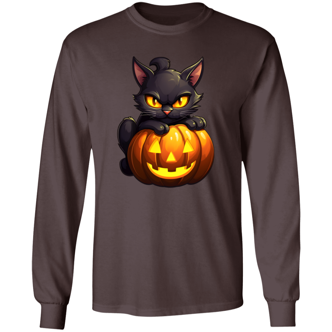 Black Cat on Pumpkin Halloween T-Shirt