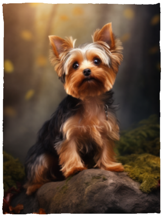 Yorkshire Terrier Yorkie in Forest Plush Fleece Blanket