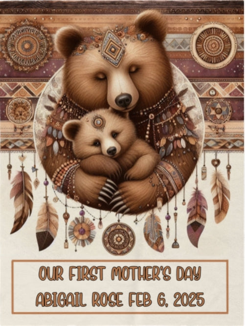 Custom Mom/Grandma Bear Plush Blanket With Personalized Message