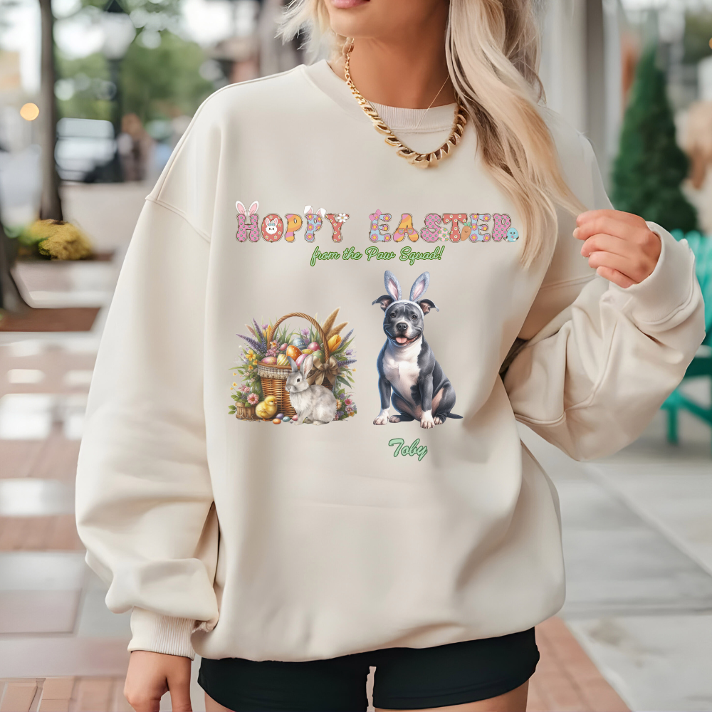 Custom Hoppy Easter Dogs Heavy Crewneck Sweatshirt