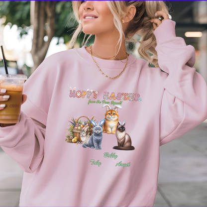 Custom Hoppy Easter Cats Heavy Crewneck Sweatshirt