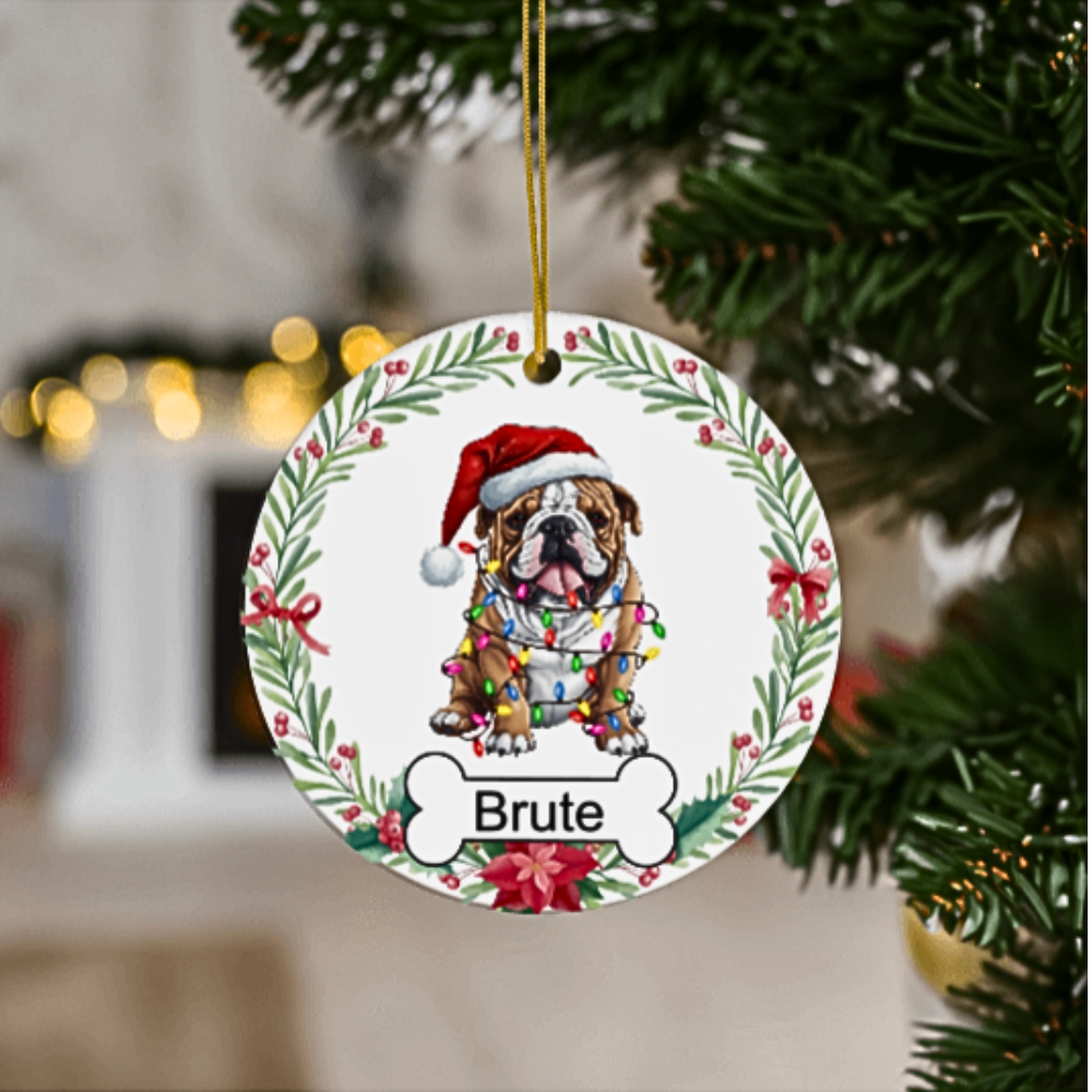 Custom Dog or Cat Wrapped in Lights Ornament