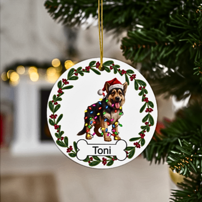 Custom Dog or Cat Wrapped in Lights Ornament