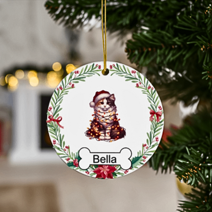 Custom Dog or Cat Wrapped in Lights Ornament