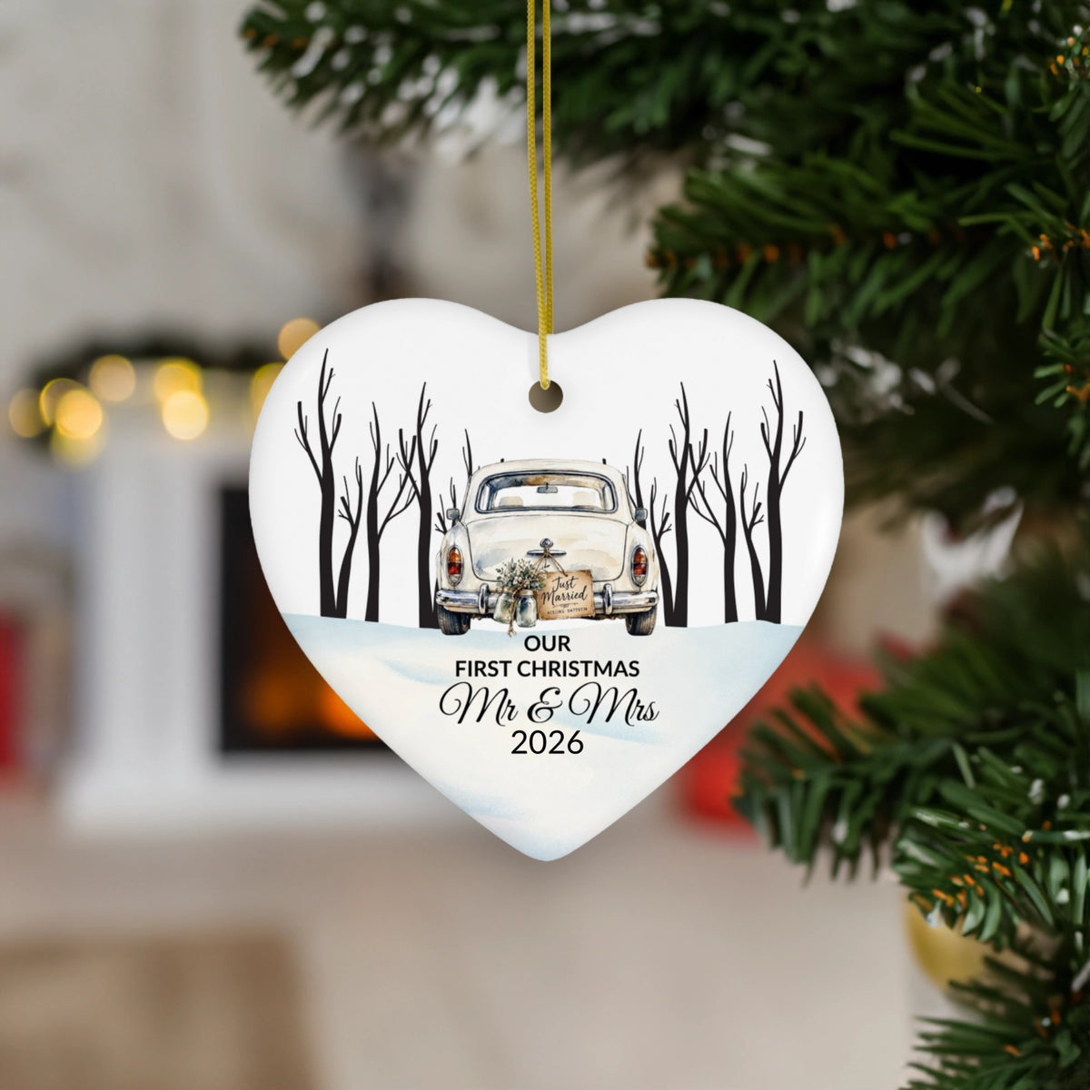 First Christmas as Mr & Mrs Old Car Ornament