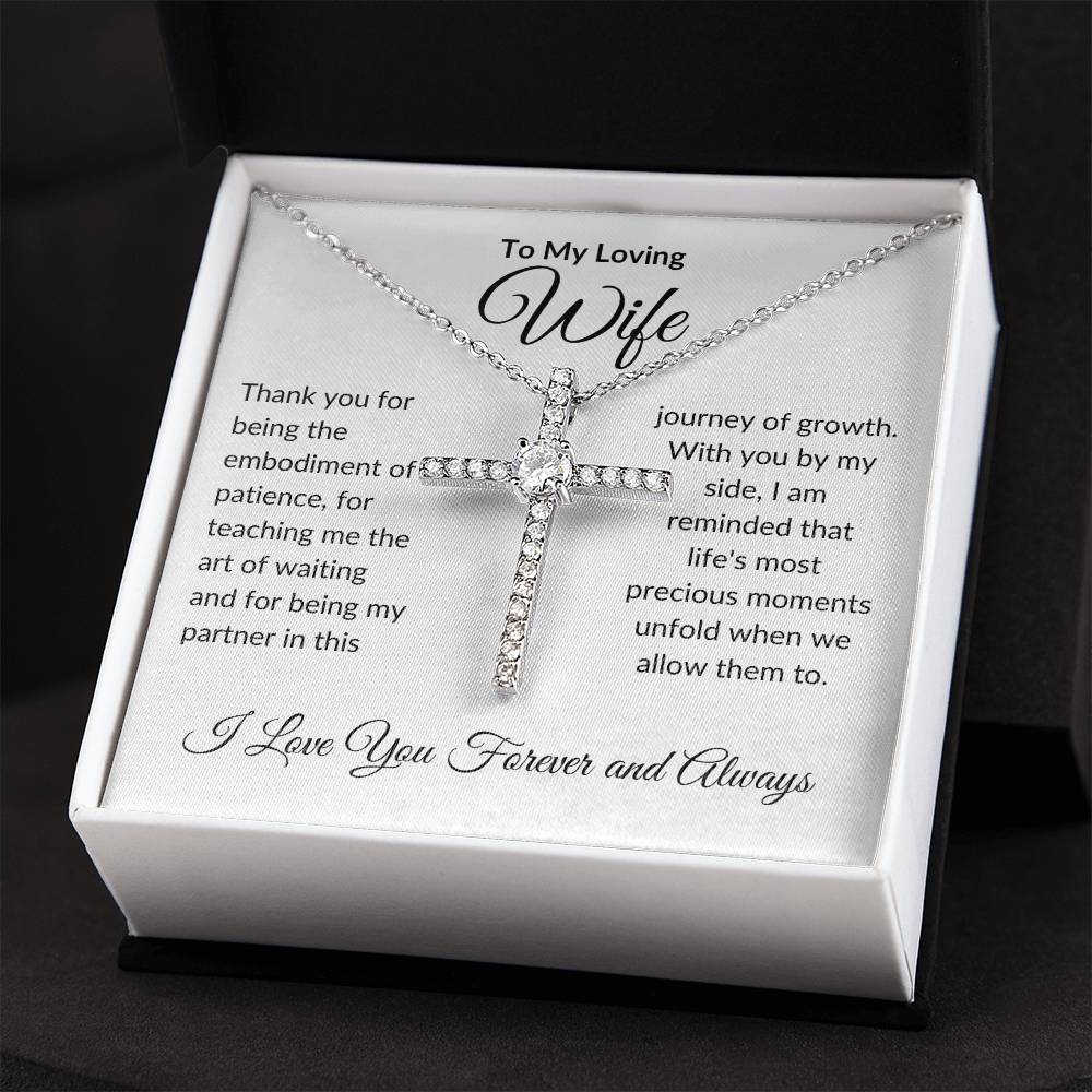 To My Loving Wife | Thank You Patience | CZ Cross Necklace