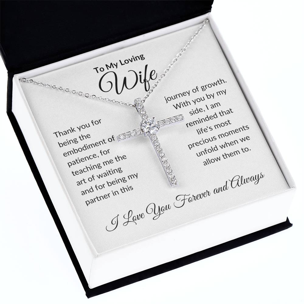 To My Loving Wife | Thank You Patience | CZ Cross Necklace