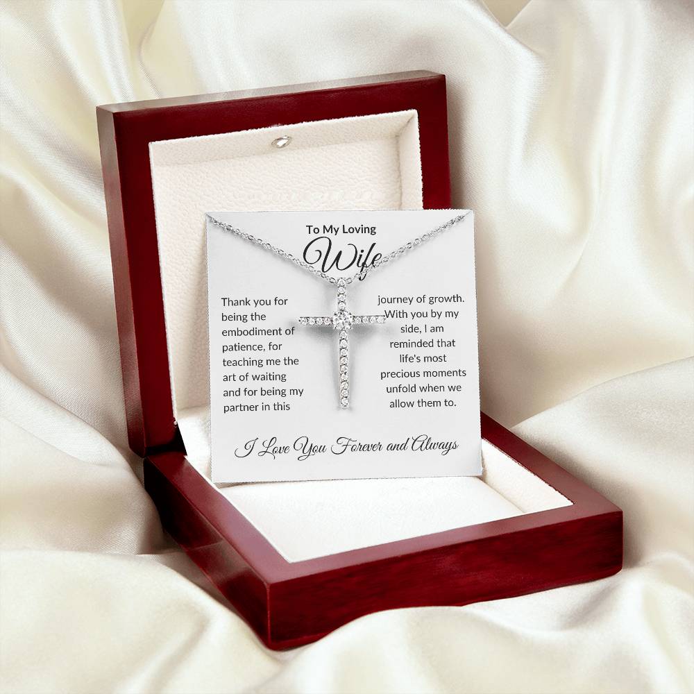 To My Loving Wife | Thank You Patience | CZ Cross Necklace