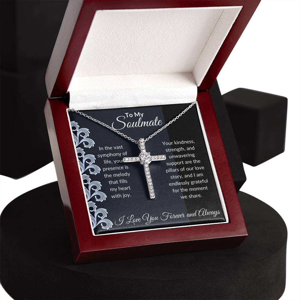 To My Soulmate | In The Vast Symphony of Life | CZ Cross Necklace