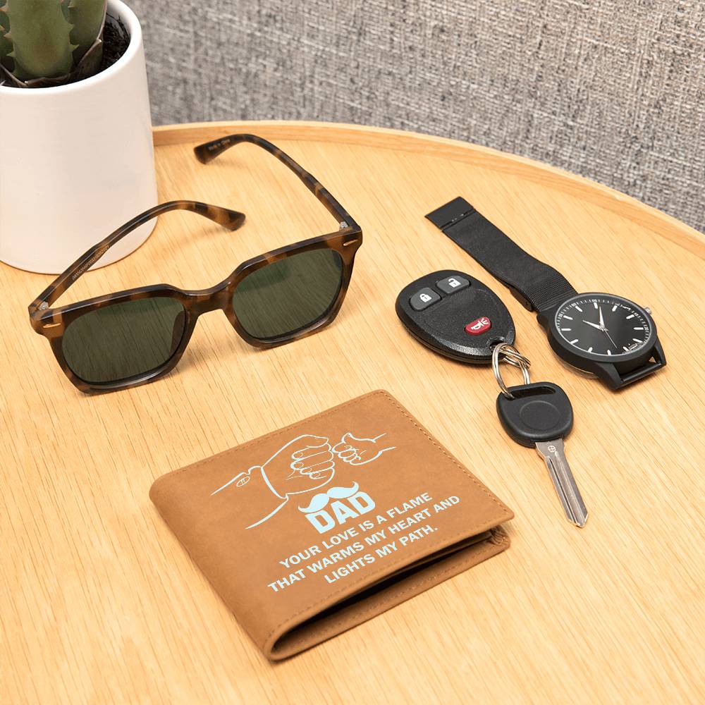 Dad Your Love is a Flame Leather Wallet