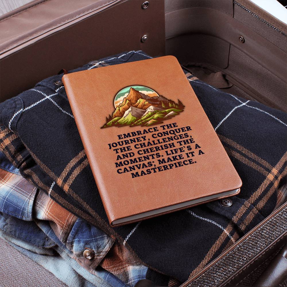 Embrace The Journey, Conquer The Challenges Leather Journal