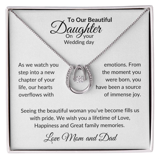 To Daughter on Wedding Day From Parents | As I Watch You Step | Lucky In Love Necklace