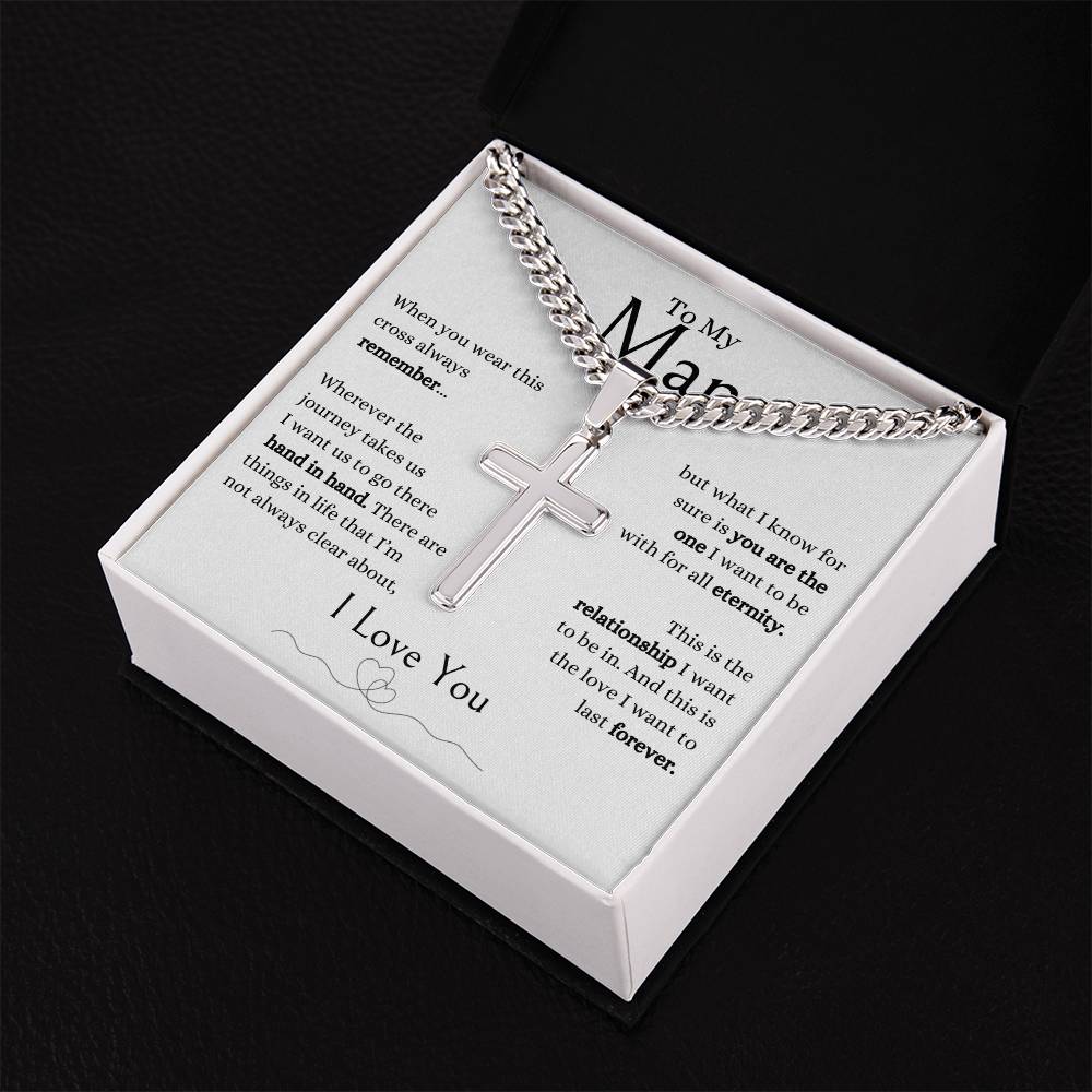 To My Man | When You Wear This Necklace | Personalized Steel Cross Necklace