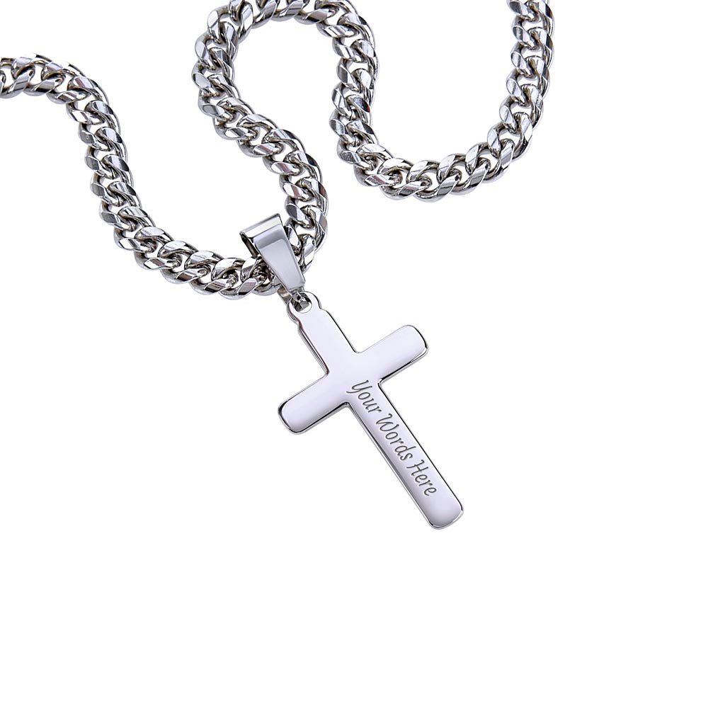 To My Man | The Day I Met You I Found My Missing Piece | Personalized Steel Cross Necklace