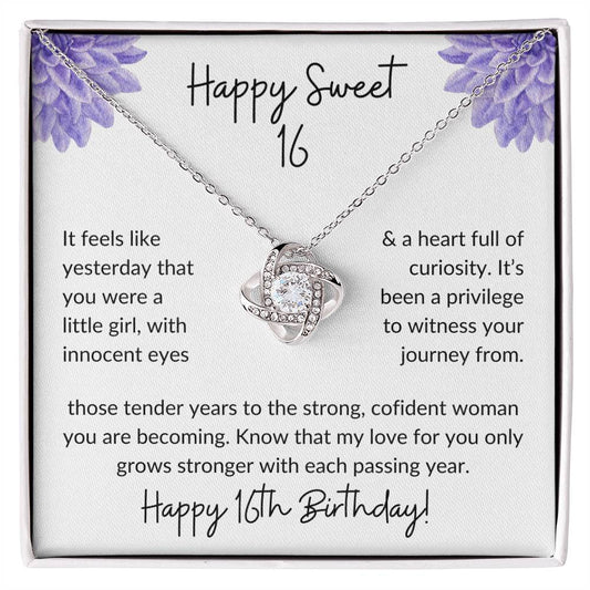 Daughter Happy Sweet 16 From Mom OR Dad | It Feels Like Yesterday | Love Knot Necklace