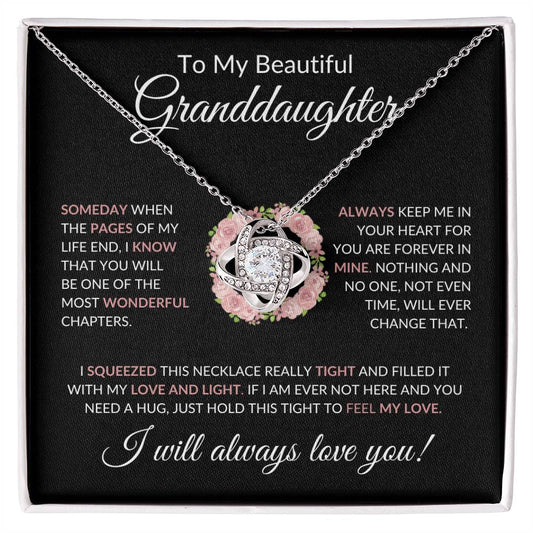 To My Beautiful Granddaughter | Someday When The Pages in Pink | Love Knot Necklace