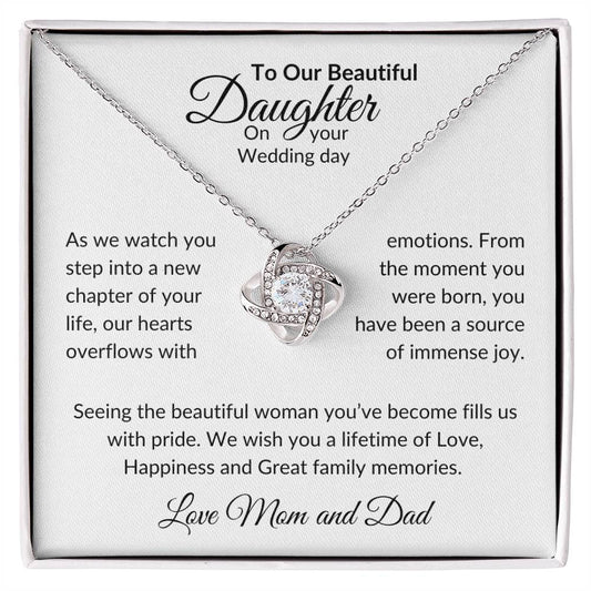 To Daughter on Wedding Day From Parents | As I Watch You Step | Love Knot Necklace