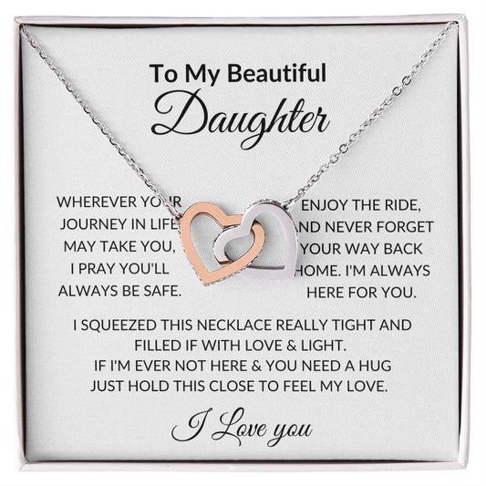 To My Daughter | Wherever Your Journey | Interlocking Hearts Necklace