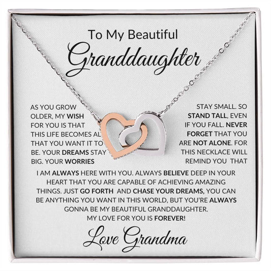 To My Beautiful Granddaughter | As You Grow Older | Interlocking Hearts Necklace