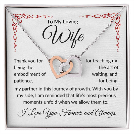 To My Loving Wife | Thank You Patience | Interlocking Hearts Necklace