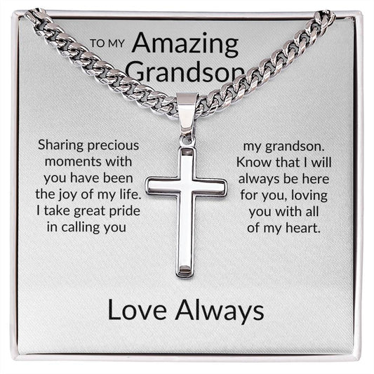 To My Amazing Grandson Sharing Precious Moments With You | Artisan Cross Necklace