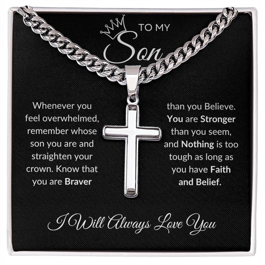 To My Son | Whenever You Feel Overwhelmed | Artisan Cross Necklace