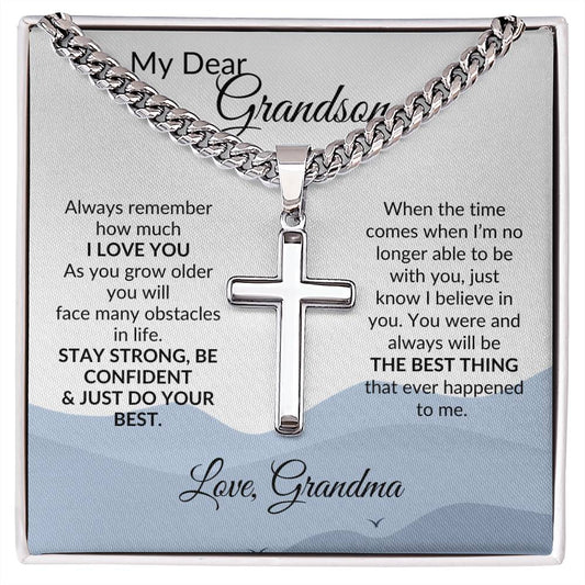 My Dear Grandson Always Remember How Much I Love You From Grandma | Artisan Cross Necklace