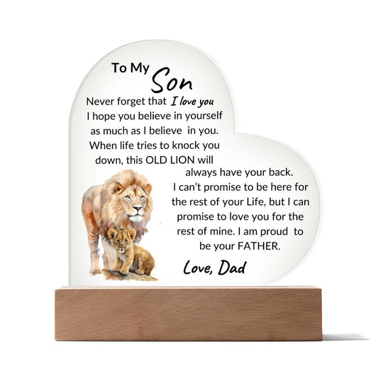 To My Son Never Forget That I Love You From Dad Acrylic Plaque Nightlight