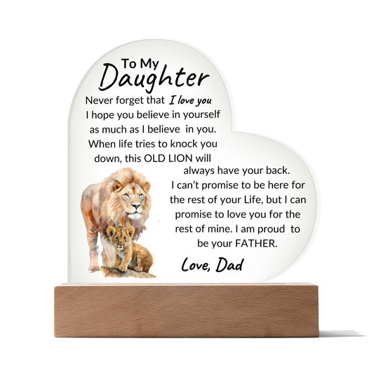 To My Daughter Never Forget That I Love You Love Dad Acrylic Plaque Night Light