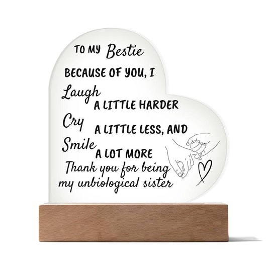 To My Bestie Because of You I Laugh A Little Harder Acrylic Plaque Night Light