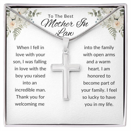 To Best Mother In Law From Her | When I Fell In Love |  Stainless Steel Cross Necklace