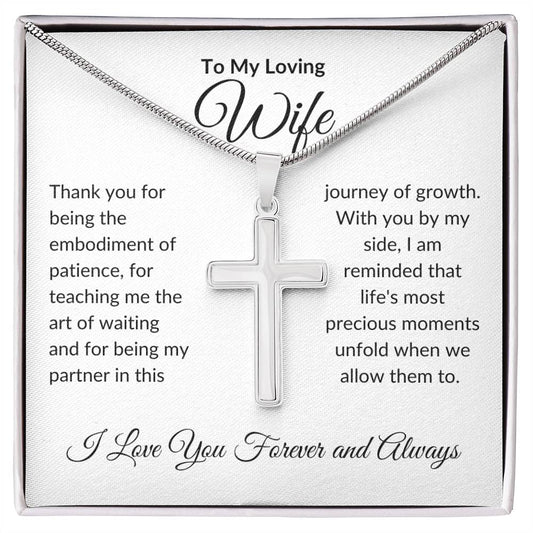 To My Loving Wife | Thank You Patience | Stainless Cross Necklace