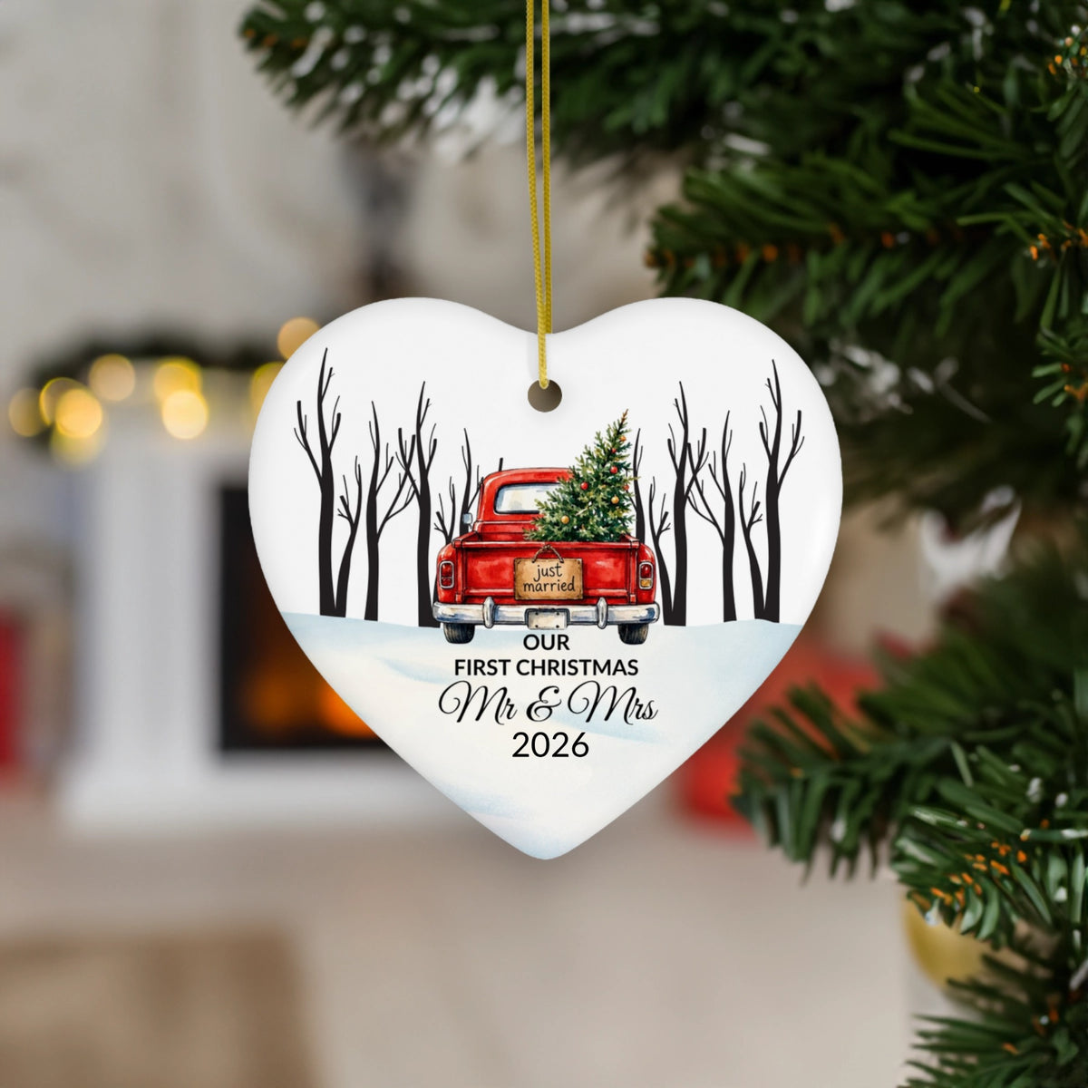 First Christmas as Mr & Mrs Old Truck Ornament