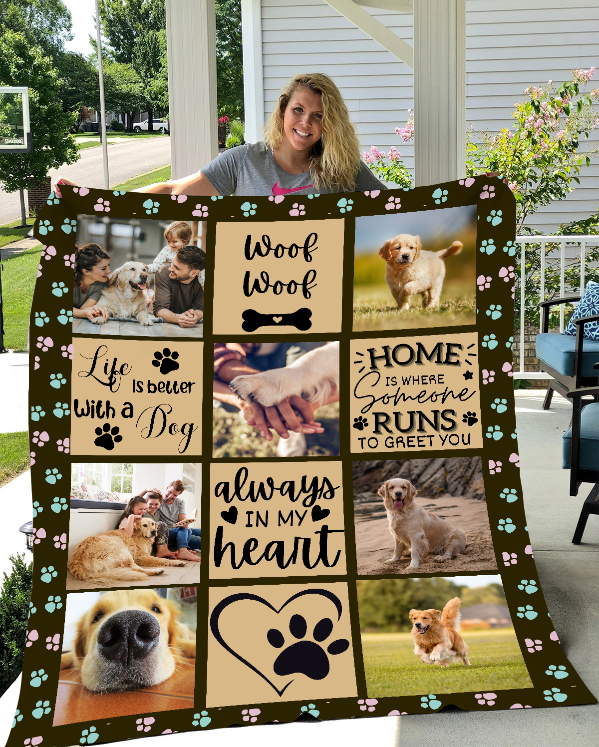 Custom Dog Lover Photos with Quotes Velveteen Blanket