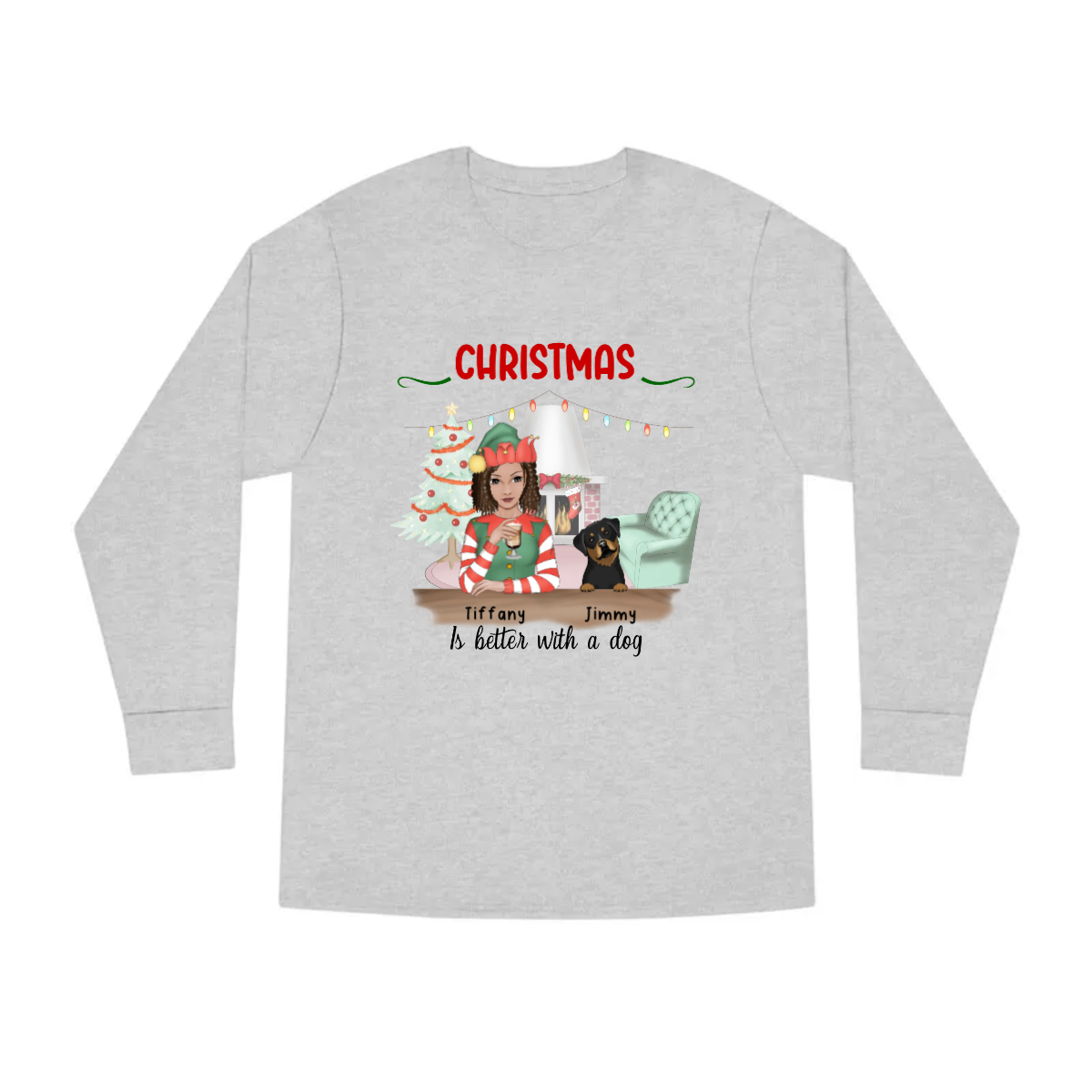 Custom Christmas is Better With Cats/Dogs Long Sleeve Tee