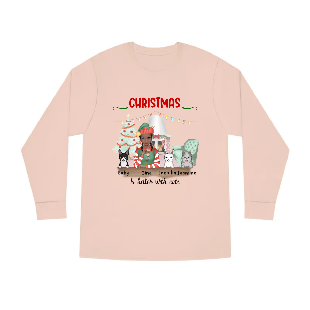 Custom Christmas is Better With Cats/Dogs Long Sleeve Tee