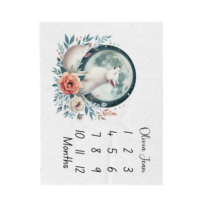 Personalized Arctic Wolf Velveteen Plush Blanket