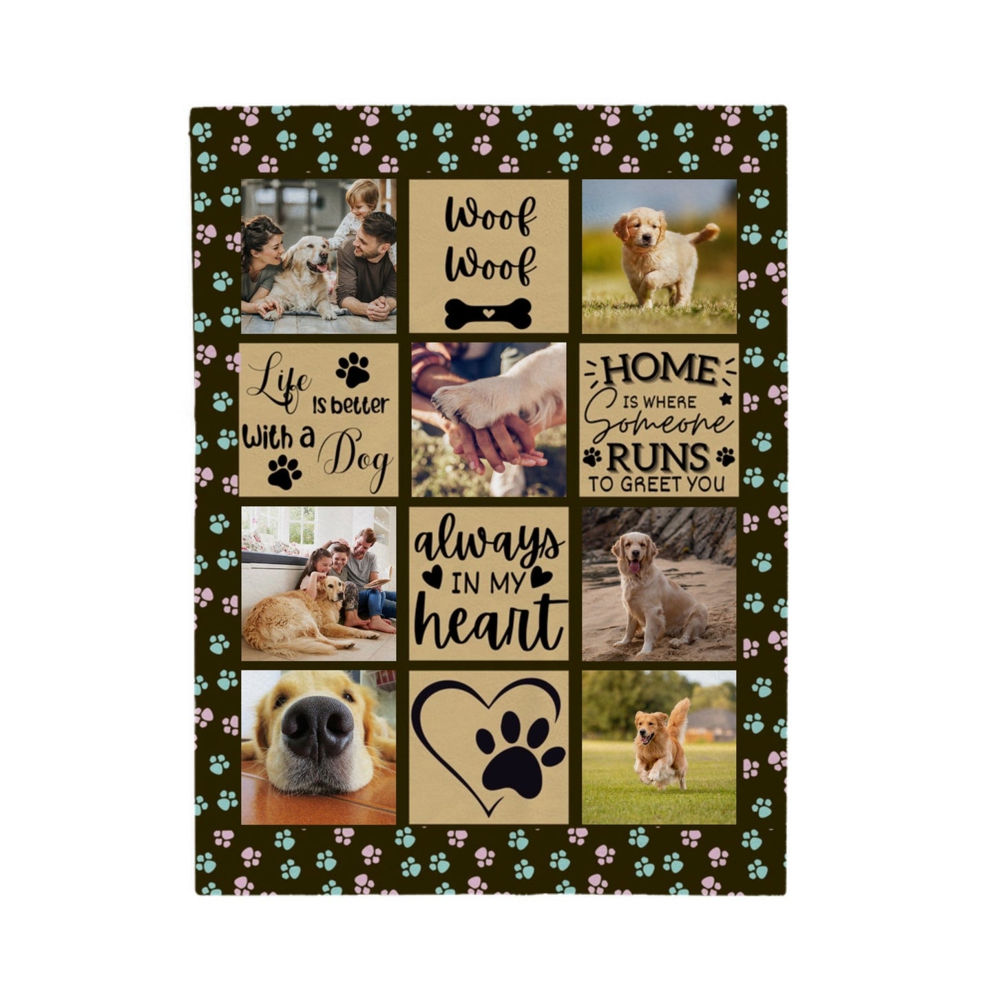 Custom Dog Lover Photos with Quotes Velveteen Blanket