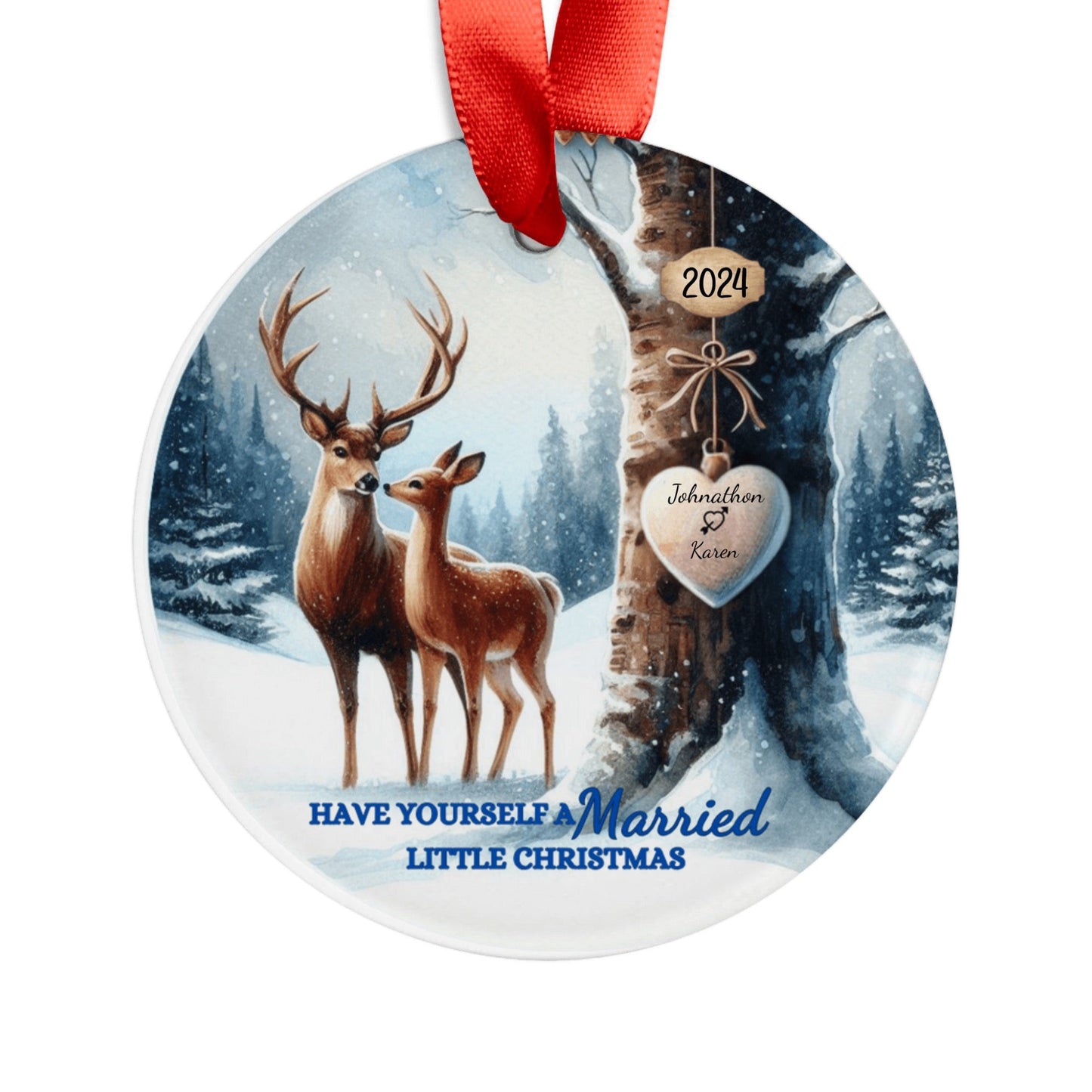 Have Yourself a Married Little Christmas Couple Newlywed Acrylic Ornament