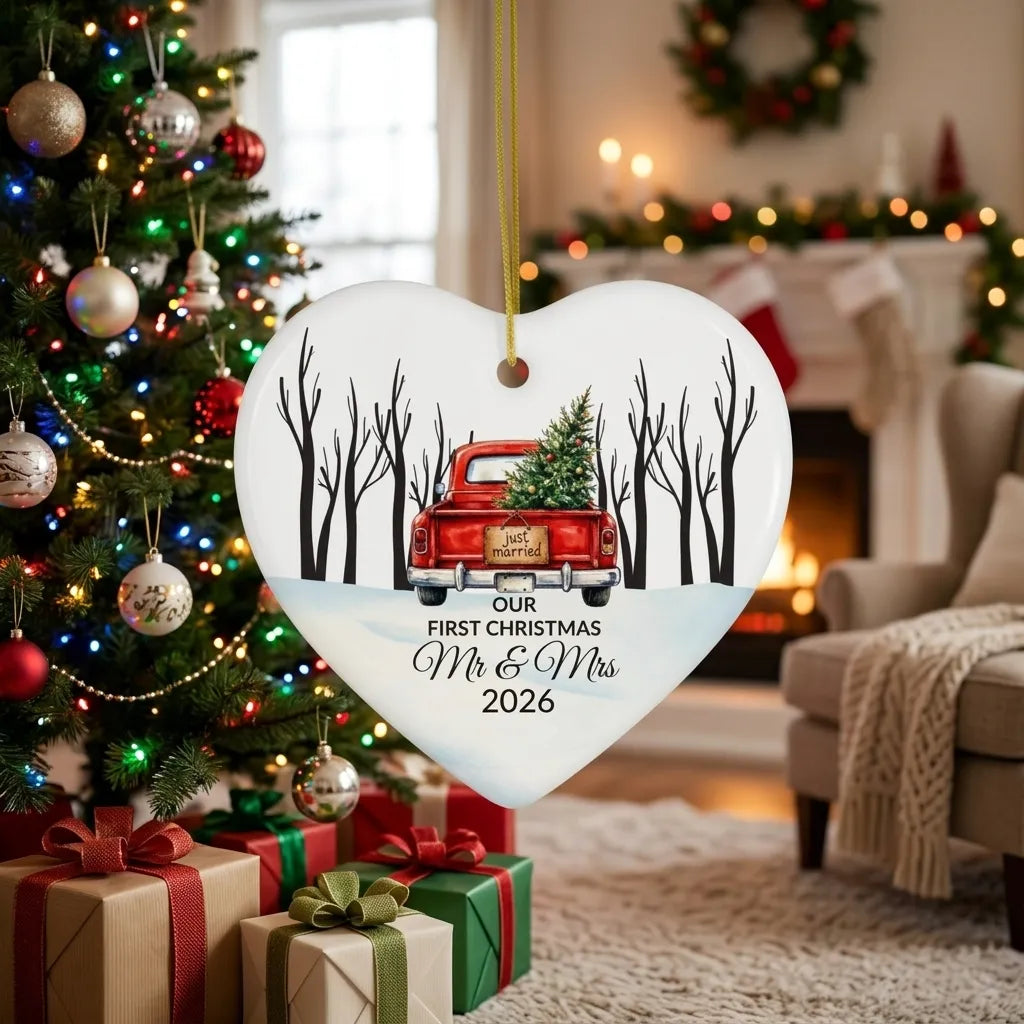 First Christmas as Mr & Mrs Old Truck Ornament