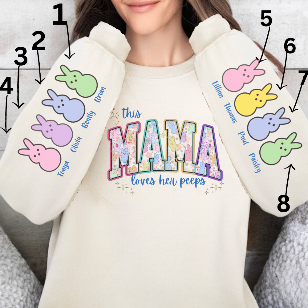 Custom This Mama Loves Her Peeps Crewneck Sweatshirt