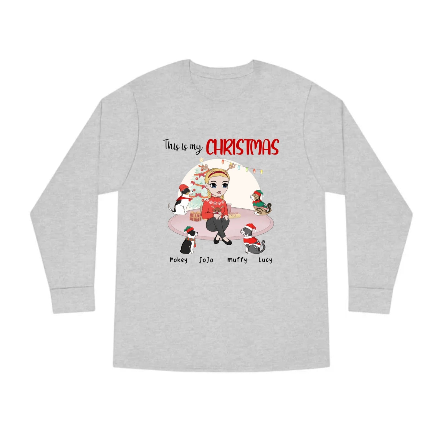 Custom This is My Christmas Dogs and/or Cats Long Sleeve Tee