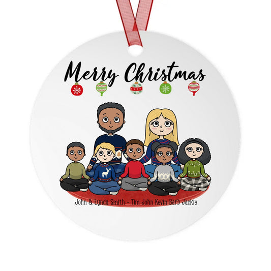 Customizable Merry Christmas Family Metal Ornaments