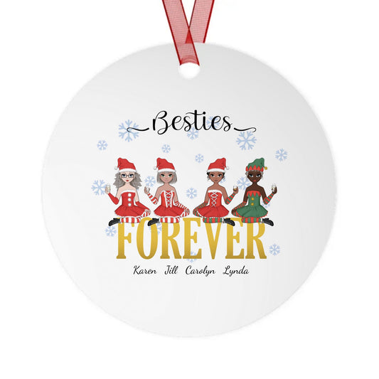 Custom Besties Cousins Friends or Sisters Forever Metal Ornament