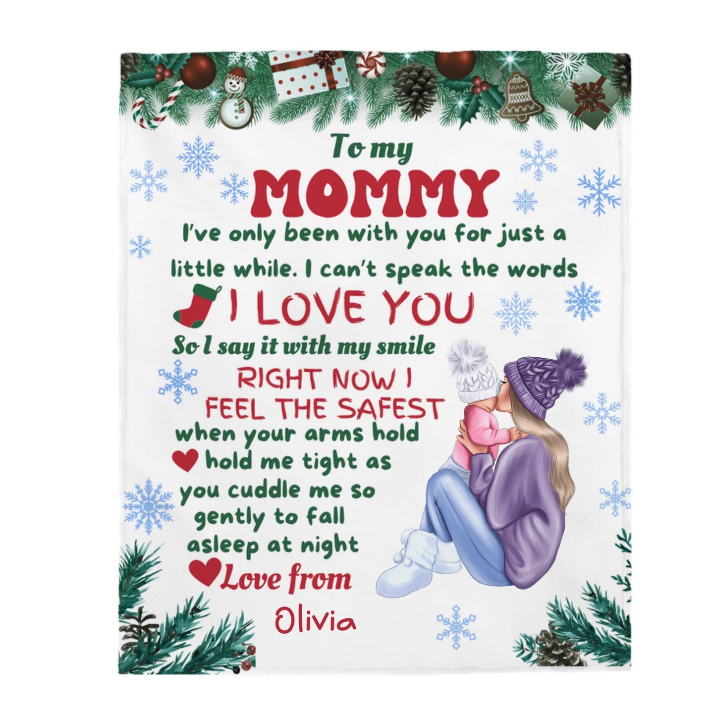 To My Mommy Christmas Velveteen Plush Blanket