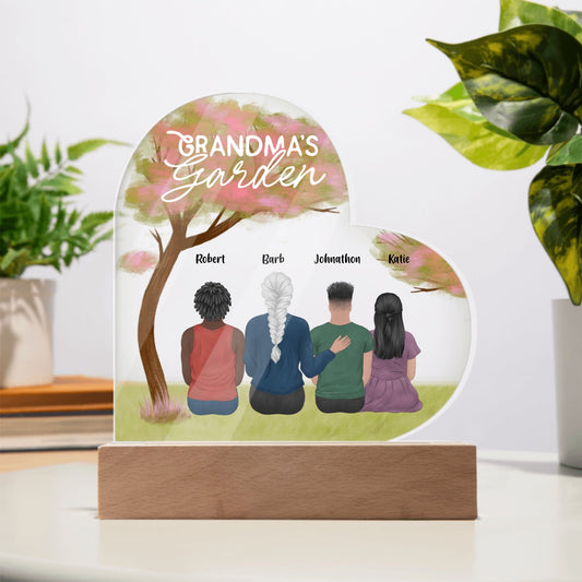 Custom Grandma's Garden Acrylic Heart Plaque